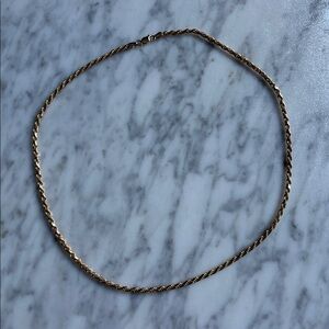 Gold plated sterling silver rope chain with black velvet pouch and box